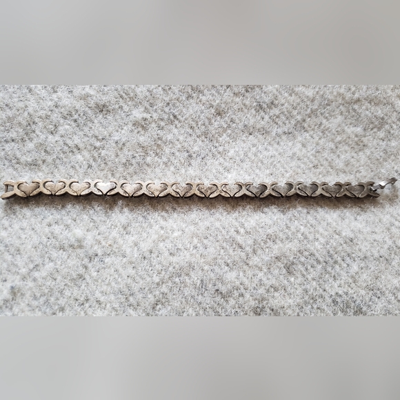 Sterling Silver heart bracelet 925 vintage chunky - Picture 3 of 6